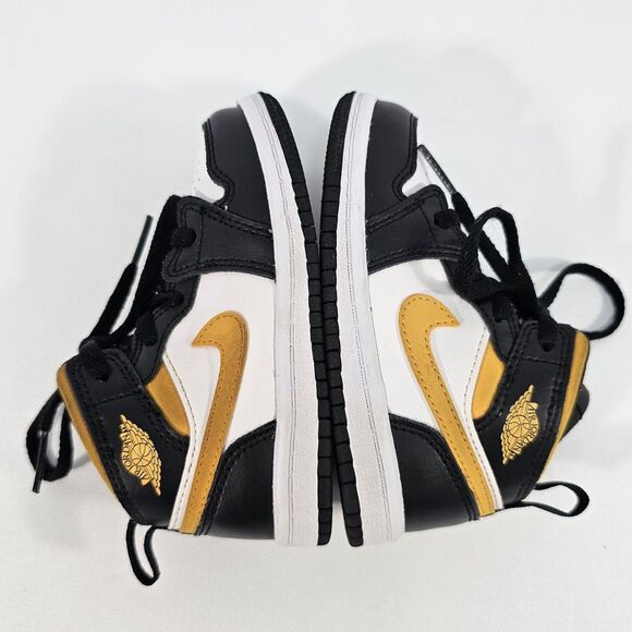 Nike Air Jordan 1 Mid TD White Pollen Black Sneakers 640735-177 Size 7C (13 cm) - Picture 6 of 8